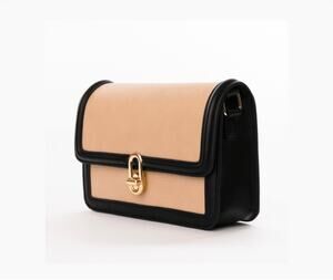 Jules Kae Mia Bag Beige Black Vegan Leather Crossbody Lizard Embossed NIP